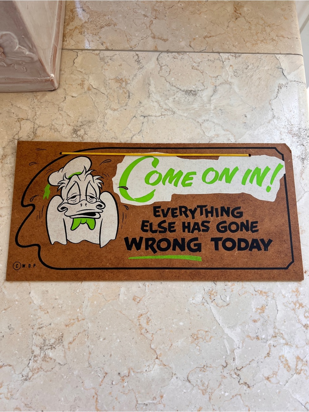 Vintage Walt Disney Donald Duck Wall Plaque – “Come On In!”